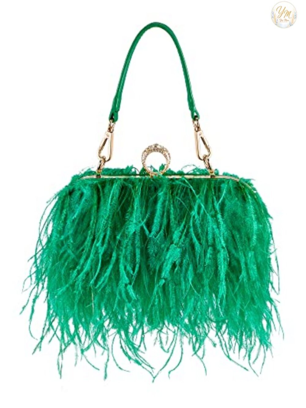 Ostrich Feather Purse for Women Evening Clutch with Chain